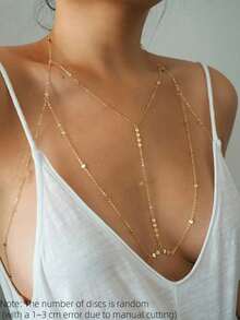 1pc Fashionable Sexy Sequin Women's Body Chain, Bohemian Style Round Coin Bikini Body Chain, Suitable For Beach Party And Vacation, Random Number Of Round Coins (1~3cm Error Due To Manual Cutting) - Multicolor - View 2