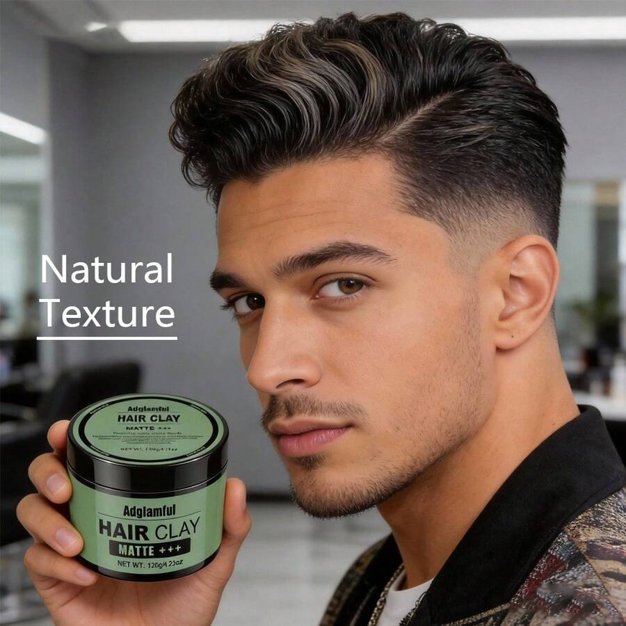 Men's Hair Styling Clay 120g Matte Finish Long-Lasting Hold Non-Sticky No Residue Voluminous Texture Dry & Styled - Mud - View 1