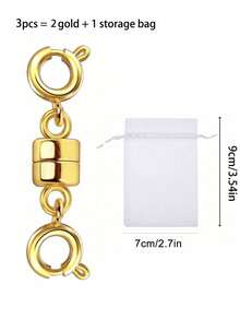 1/2/3pcs Double Magnetic Necklace Clasp Gold & Silver Plated Jewelry Converter Necklace Extender DIY Accessories - Multicolor - View 11