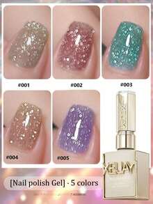 XEIJAYI 15ml 5色水鑽凝膠指甲油套組，UV LED 浸泡式凝膠，半永久，DIY 沙龍級美甲凝膠 - 彩色 - 查看 3