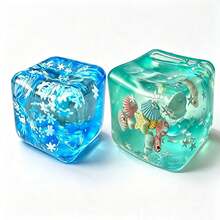 2pcs Transparent Square Squeeze Toy Set, Snowflake & Shell Design, Soft Stress Relief Building Blocks, Healing Hand Fidget Toys For Adults And Kids To Relieve Anxiety - Multi-color 2pc Set - View 8