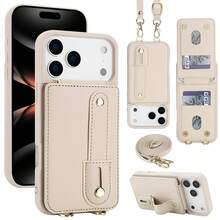 OUKNOEO 時尚人造皮革斜背手機包，相容 iPhone 18 17e Air 16e 15 14 13 Pro Max Plus S26 S25 Edge S24 Ultra A37 A57 Z Fold 7 6 5 4，附手腕帶與長掛繩 - 米色 - 查看 66