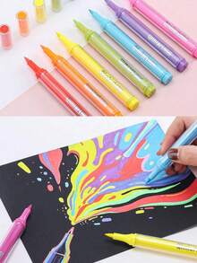 Set Spidol Akrilik Languo 72/126 Warna, Ujung Nilon Lembut, Lebar Garis 0,7-5mm untuk Garis Luar dan Mewarnai, Warna Kaya, Kreatif dan Cerah, Pigmentasi Kuat, Tahan Luntur, Daya Tutup Tinggi, Cocok untuk DIY dan Kreasi Seni, Perlengkapan Sekolah - MultiWarna - View 7