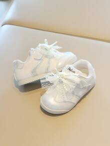 1 Pair Lace Bow Decor Children's Sports Shoes, Comfortable Fashionable Baby Sneakers, Spring/Autumn New Girls' Training Shoes - Beige - View 5