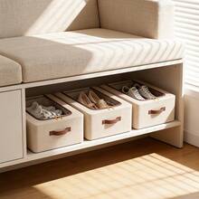 1pc Linen Shoe Storage Box, Home Wardrobe Bed Under Shoe Moisture-Proof Dust-Proof Shoe Rack, Foldable, With Thickened Fixed Steel Frame, Suitable For Dorm, Wardrobe, Bed Under Organization And Storage - View 6