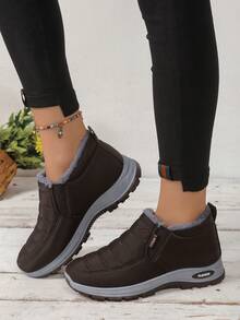 Autumn/Winter Warm Women's Shoes, Unisex Snow Boots, Slip-On Soft Sole Comfortable Casual, Size Runs Small - Brown - View 6