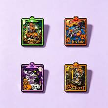 4pcs/Set Halloween Skull Enamel Pin Fashion Decorative Badge Ornaments Lapel Bag Badges Gifts - Multicolor - View 3