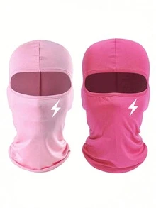 Musion 1pc/2pcs Lightning Pattern Warm Face Mask, Elastic Full Face Coverage, Windproof Breathable Neck Gaiter, Suitable For Streetwear, Cycling, Outdoor Sports - Multicolor - View 10