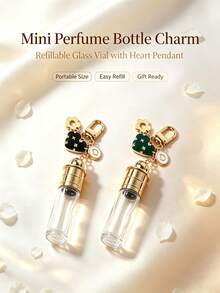 8ml Transparent Glass Bottle Keychain, Heart-Shaped Perfume Bottle, Reusable, Suitable For Bags, Keychains And Other Occasions - View 6