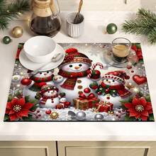 1pc Christmas Snowman Pattern Dish Drying Mat, Coffee Machine Mat, Holiday Atmosphere, Suitable For Christmas Table, Kitchen And Other Scenes, Beautiful And Practical Absorbent Mat, Multi-Purpose Drainage Mat, Home Gift, Desktop Decoration - XYLSD-848 - View 6