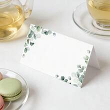 40pcs Green Watercolor Wedding Or Party Place Cards, Table Cards, Party Decorations, Suitable For Wedding, Bridal Shower, Dinner, Reception, Banquet, Halloween, Christmas, Thanksgiving, Harvest Festival And Other Occasions - View 5