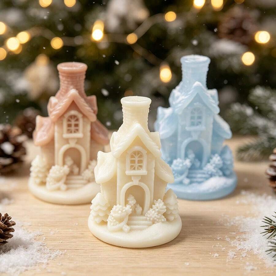 Cetakan Silikon Rumah Kecil Kreatif Natal, Lilin Aromaterapi, Ornamen Dekorasi Plaster Pondok Natal, Cetakan Resin - Cetakan Rumah Natal S325 - View 1