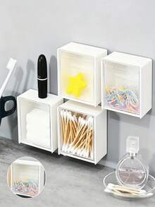 1/2/4pcs Wall-Mounted Storage Boxes, Wall-Mounted Storage Boxes, Cosmetic Storage Boxes, Transparent Storage Boxes, Suitable For Bathroom, Storage Room, Kitchen, Laundry Room, Multi-Function Room, Cabinet, Storage Items - Multicolor - View 7