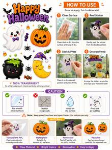 SUPSTICKER 1PC Cute Ghost Halloween Wall & Window Sticker, Self-Adhesive Removable PVC Decal For Home Party Decor, 3 Styles - Multicolor - View 11