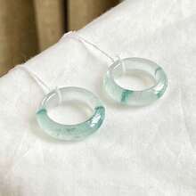 Women's Thin Stackable Natural Jade Green Stone Feng Shui Lucky Ring, 1pc Genuine Gemstone Wedding Ring, Ideal Good Luck Gift For Her, US Size 4-12 - Multicolor - View 4