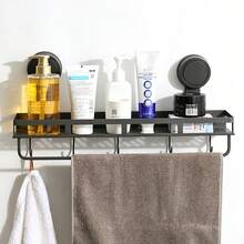 1 buah Rak Mandi Gantung Dinding Anti Karat dengan Perekat Hisap, Rak Kokoh dengan Pengait Handuk, Organizer Penyimpanan Kamar Mandi Hemat Ruang untuk Sampo, Sabun, dan Aksesoris - MultiWarna - View 5