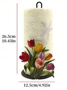 1pc Floral Tissue Box Holder, Premium Decorative Tissue Dispenser, No Drilling, Surface Mount, Reusable, Durable, Holiday Decor, Suitable For Kitchen, Bathroom And Party, Toilet Paper Holder, Home Decor - Multicolor - View 7