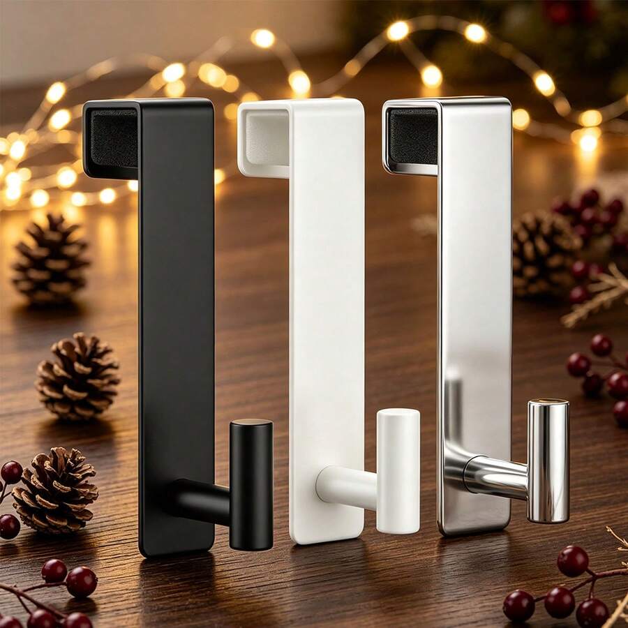 2PCS T-Shaped Hooks, Heavy Duty Bathroom Towel Rack Door Mount Clothes Rack Towel Rack Suitable For Bedroom, Door Hooks Towel Hooks Bathroom Dormitory Essentials, Suitable For Wooden And Metal Doors With Width Less Than 1.77 Inches, Office, Bedroom Heavy Duty Door Mount Hooks