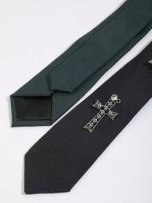 1 pieza colgante de cruz de estilo gótico desgastado en plata, accesorio de corbata de unicolor - Multicolor - Ver 4