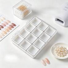 1pc 12-Grid Small Compartment Nail Art Rhinestone & Pearl Storage Box, Mini False Nail Tip Storage Tray, Multi-Grid Nail Drill Bit Storage Box, Mini Jewelry Ring Display Box - Multicolor - View 13