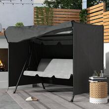 Funda protectora para columpio de jardín  Swing de 3 plazas, resistente al agua y al frío, lona resistente a los rayos UV, cubierta protectora, tela Oxford 600D resistente a desgarros, 205x124x164cm, color negro. - Gris oscuro + poliéster - Ver 5