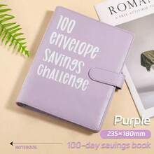 100 Cash Envelopes Savings Challenge Binder Budget Book, Simple And Fun $5,050 Savings Method, Storage Organizer Box, Money Box, Suitable For Back To School, Birthday, Graduation, Home Decor, Party Supplies, Halloween Gift - Pink - View 5