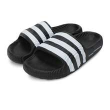 Adidas Three-Leaf Clover Men's And Women's Summer New Comfortable Sports Casual Three-Stripe Slide Sandals Beach Slippers - Black and White - View 5
