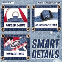 Vintage Denim Saddle Dog Harness & Leash Set, Plaid Patchwork Durable Fabric, Built-In Anti-Pull Handle, POM Strong Quick-Release Buckle, Adjustable Slider Buckle With Metal D-Ring, Breathable & Non-Stuffy For Long Wear, Suitable For Teddy, Bichon, Samoyed And Small To Medium Dogs, Pet Walking Harness Set - Red - View 5