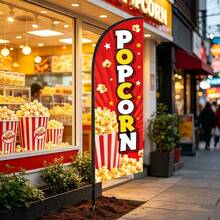 Commercial Popcorn Feather Flag, 7.2ft Outdoor Tear-Resistant Polyester Advertising Arch Banner (Includes Flag Pole And Ground Stakes) - Suitable For Stores, Parties And Storefront Decoration - Popcorn - View 1