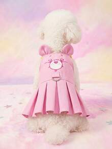 Care Bears X PETSIN 1件宠物服装粉色小熊刺绣宠物连衣裙3D耳朵+牵引D形环猫狗裙 - 粉色 - 查看 3