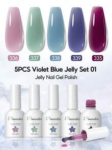Peacecolor 4件組凝膠指甲油套組，裸色、粉色、紅色、橘色，亮面光澤，浸泡式卸除，UV LED 半永久凝膠美甲套組，DIY 家用沙龍入門禮物，適合女性初學者 - 彩色 - 查看 14