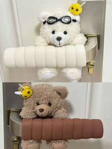 Cute Bear-Shaped Door Handle Cover, Anti-Collision Door Handle Protector, Soft Foam Door Handle Protector, Anti-Scalding Anti-Freezing, Suitable For Home And Office, Brown And White - Multicolor - View 7
