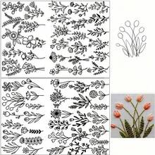 LAMYA 6 Sheets Water Soluble Embroidery Patterns Stick And Stitch Embroidery Paper Wash Away Wildflowers & Flowering Shrubs Designs For Hand Sewing Lover Beginners With Embroidery Thread Set - 5734-a476st - 4 Sets - View 10