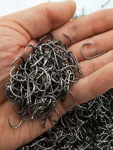 120pcs Competitive Tube-Style Ise-Ni Fishing Hooks, Bulk Imported With Ring, Barbed, With Hole, Fishing Tackle - Black - View 1