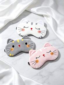 Travel Cat Pattern Blackout Eye Mask Set With Earplugs, Comfortable Cartoon Cat Sleep Mask Set, Suitable For Napping, Long-Haul Flights, Deep Sleep, Business Trips, Travel Essentials, Back To School - Multicolor - View 6