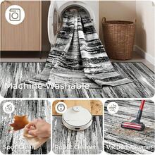 Alfombra de pasillo antideslizante para dormitorio, alfombra lavable con reverso de goma - Alfombra suave de pelo corto para cocina, lavandería, baño (61 x 244 cm, beige/marfil) - Negro - Ver 8