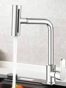 Stainless Steel Kitchen Faucet With Waterfall Function, Single Handle 4-Mode Hot & Cold Water Tap, High Arc Spout With 360° Swivel, Dual Control Handle Anti-Splash Design, Modern Bohemian Style, Durable Stainless Steel Material, Single Hole Installation, Includes Installation Hardware, Perfect For Kitchen And Bathroom Sinks, Essential Modern Home Accessory, Ideal Holiday Gift And Home Renovation Choice - Silver - View 11