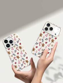 1pc Creative Personalized Full Screen Christmas Tree Candy Cane Gingerbread Man Leaf Polka Dot Pattern Phone Case, Liquid Silicone Large Hole Anti-Drop Soft Shell Protective Cover Compatible With Samsung A23/A24/A25/A32/33/S25 Apple 11/12/13/14/14plus/15/15plus/16/16plus/7/8plus/17/17pro/18pro/18pm And Other Models - Multicolor - View 5