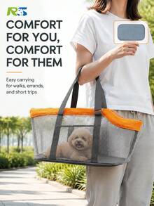 RUSHICHONGWU RU SHI CHONG WU Portable Mesh Pet Carrier Bag With Cooling Pad, Breathable Soft Edge Pet Travel Tote, Suitable For Small Dogs And Cats, Outdoor Walking, Shopping, Vet Visits - Multicolor - View 1