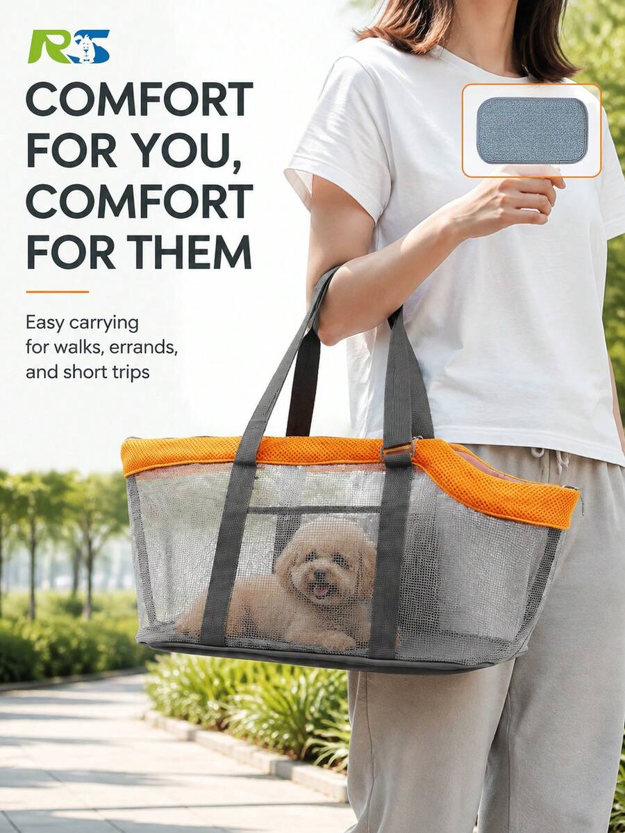 RUSHICHONGWU RU SHI CHONG WU Portable Mesh Pet Carrier Bag With Cooling Pad, Breathable Soft Edge Pet Travel Tote, Suitable For Small Dogs And Cats, Outdoor Walking, Shopping, Vet Visits - Multicolor - View 1