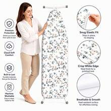Elegant Floral Print Ironing Board Cover, Ironing Board Cover (Cover Only) 1pc, Heat-Resistant Fabric, Expandable Ironing Board Protective Cover/Replacement Cover Floral Pattern, Ironing Cover, Adjustable Size, Fits Most Ironing Boards, Drawstring Binding Design, Easy Installation, Suitable For Home And Travel Accessories, Modern Home Decor, Durable Ironing Cover Designed For Standard Ironing Boards - Narcissus - View 4