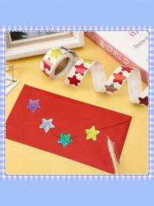 500pcs/Roll Colorful Shiny Star Stickers, Reward Stickers Party Decoration, Business Label Scrapbooking Stickers, Self-Adhesive Disposable - Perfect For Rewards, Crafts And Decorations - Star - View 4