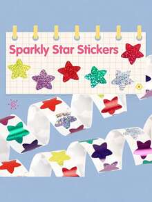 500pcs/Roll Colorful Shiny Star Stickers, Reward Stickers Party Decoration, Business Label Scrapbooking Stickers, Self-Adhesive Disposable - Perfect For Rewards, Crafts And Decorations - Star - View 6