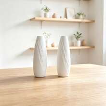 1pc/2pcs Tabletop Shatterproof Plastic Vase, Minimalist Solid Geometric Facet Flower-Arrangement Bud-Vase For Wedding Decor, Modern Matte Geometric Diamond Decorative Flowerpot For Home Decor - A - View 7