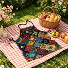 Colorful Floral Patchwork Design Kitchen Apron Cooking Apron Baking Accessories For Men Women - White - View 5