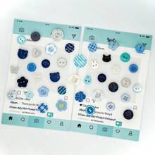16/28/36/48/56/68/76/88/96/108入藍色鈕扣綜合包，創意DIY裝飾配件，壓紋紋理，花朵/星星/月亮趣味造型，豐富質感，易於使用，適用於衣物改造、賀卡裝飾、珠寶手工製作等（隨機款式） - 彩色 - 查看 6
