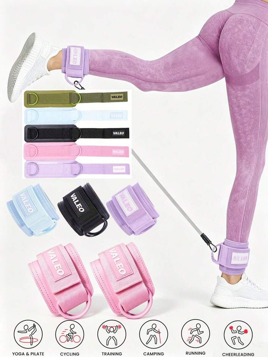 1pc,VALEO Fitness Ankle Straps For Cable Machine, Adjustable D-Ring Ankle Cuffs With Soft Padding, Leg Exercise Ankle Wrist Support For Glute Kickbacks, Hip Abductors, Gym Workout Leg Training For Women & Men - Multicolor - View 1
