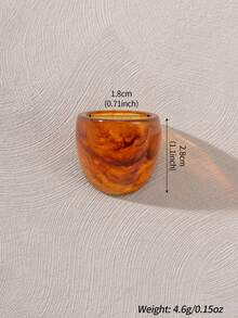 1套 Maillard 復古琥珀樹脂戒指組，歐美誇張大尺寸幾何玳瑁紮染寬版可疊戴食指戒指，部落格風個性戒指，法式隨性復古成熟氣質日常搭配戒指 - 戒指套裝 - 查看 3