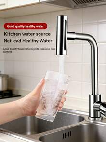 Stainless Steel Kitchen Faucet With Waterfall Function, Single Handle 4-Mode Hot & Cold Water Tap, High Arc Spout With 360° Swivel, Dual Control Handle Anti-Splash Design, Modern Bohemian Style, Durable Stainless Steel Material, Single Hole Installation, Includes Installation Hardware, Perfect For Kitchen And Bathroom Sinks, Essential Modern Home Accessory, Ideal Holiday Gift And Home Renovation Choice - Silver - View 5