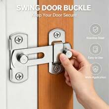 1pc Stainless Steel Door Latch, Anti-Theft Sliding Door Bolt, Barn Door Pet Cage Door Lock - Silver - View 2
